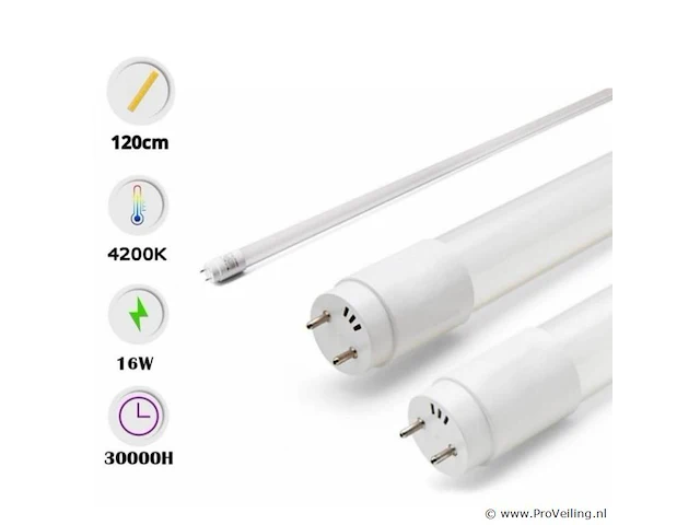 60 x t8 led buizen – 16w – 120cm – 4200k neutraal wit – fluorescerende vervanging – 25.000h - afbeelding 1 van  4