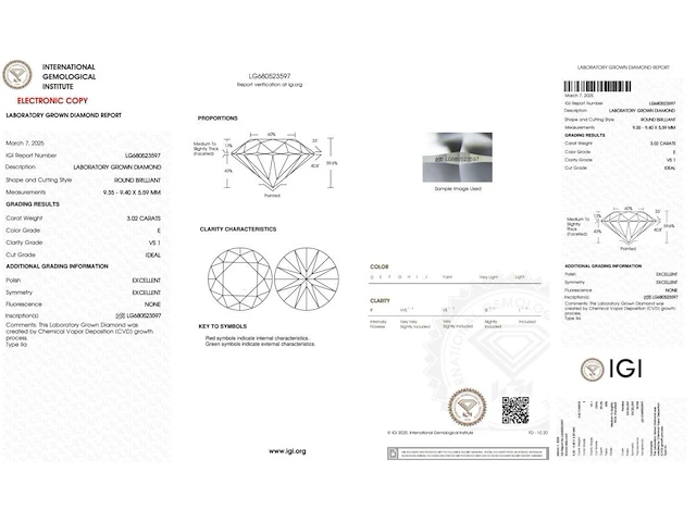 6.07ct e vvs2/vs1 with igi certificate - afbeelding 6 van  6