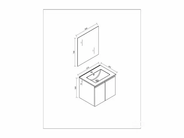 60cm badkamermeubelset mdf - kleur: mat wit - afbeelding 6 van  6