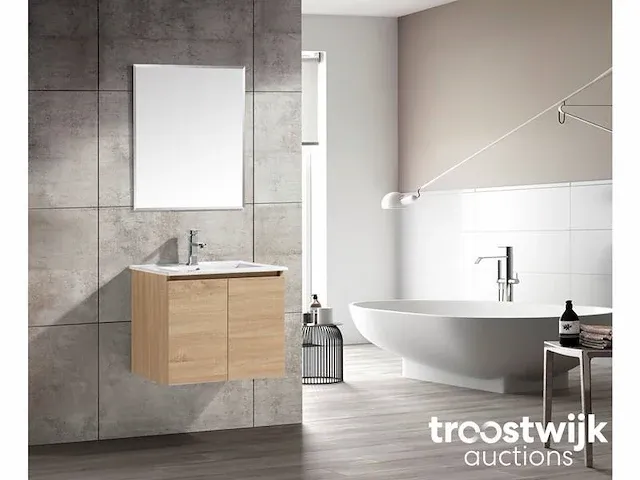 60cm badkamermeubelset mdf - kleur: white oak - afbeelding 1 van  7