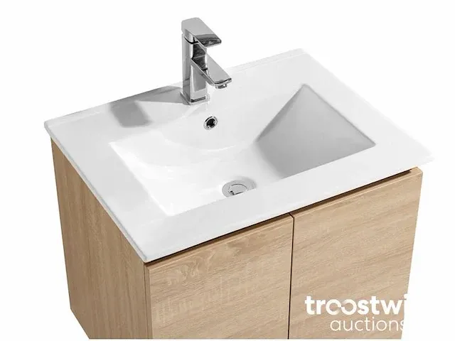 60cm badkamermeubelset mdf - kleur: white oak - afbeelding 2 van  7