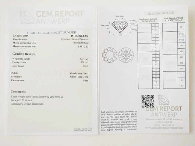 6.34ct d to g vs-si with gra certificate - afbeelding 4 van  4