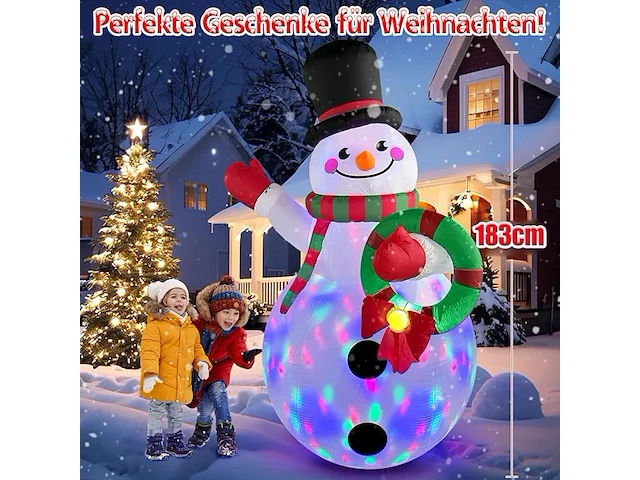 6ft danxilu opblaasbare kerstsneeuwpop (183 cm) - afbeelding 2 van  3