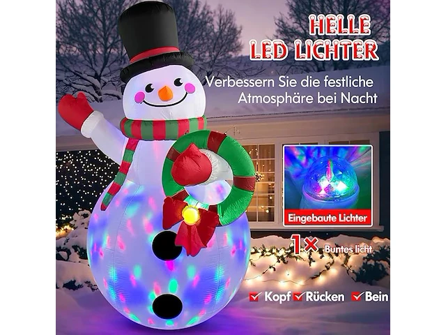 6ft danxilu opblaasbare kerstsneeuwpop (183 cm) - afbeelding 3 van  3