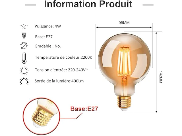 6w edison vintage led-lampen - afbeelding 2 van  4