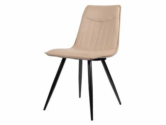 6x design eetkamerstoel beige pu leer - afbeelding 1 van  5