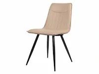 6x design eetkamerstoel beige pu leer - afbeelding 1 van  5
