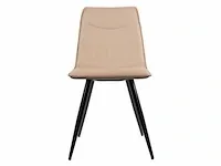 6x design eetkamerstoel beige pu leer - afbeelding 3 van  5