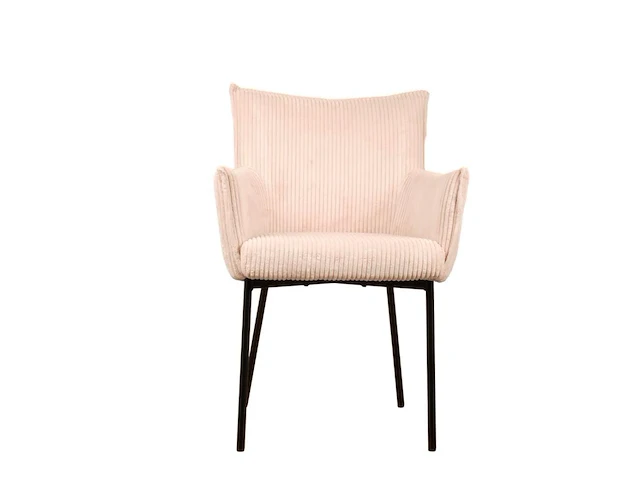 6x design eetkamerstoel beige ribstof - afbeelding 2 van  5