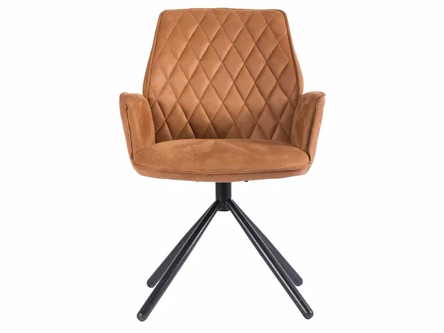 6x design eetkamerstoel cognac microvezel - afbeelding 1 van  5