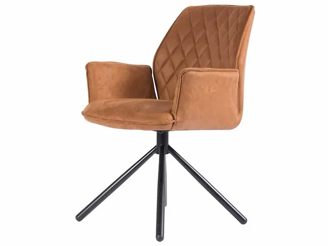 6x design eetkamerstoel cognac microvezel - afbeelding 2 van  5
