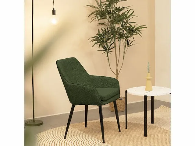 6x design eetkamerstoel groen boucle - afbeelding 6 van  6