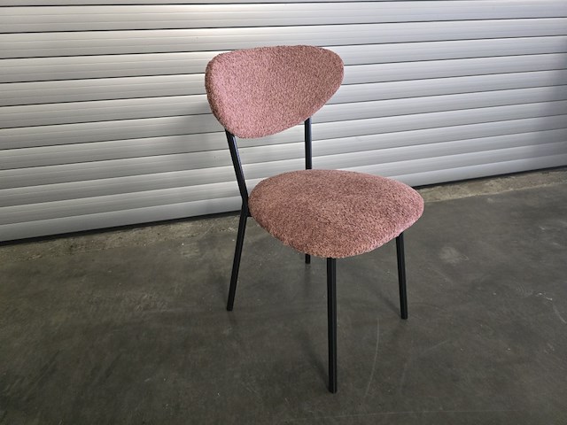 6x eetkamerstoel melanie roze bouclé - afbeelding 1 van  5