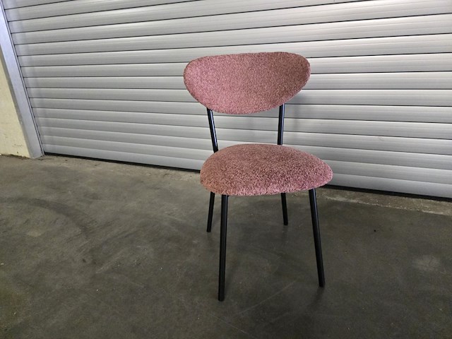 6x eetkamerstoel melanie roze bouclé - afbeelding 2 van  5