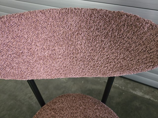 6x eetkamerstoel melanie roze bouclé - afbeelding 3 van  5