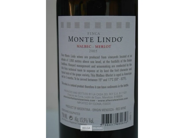 6x750ml monte lindo, 2005, 13,5%, argentinië - afbeelding 4 van  5