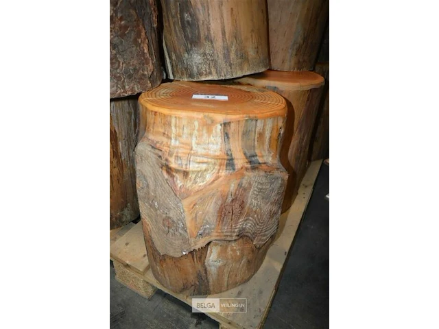 7 houten zitblokken diverse maten ± 0,48cm hoog + ± 0,32cm ø - afbeelding 2 van  2