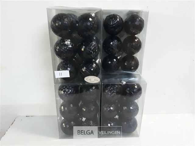 7 x kerstballen pvc 6 stuks zwart - afbeelding 1 van  3