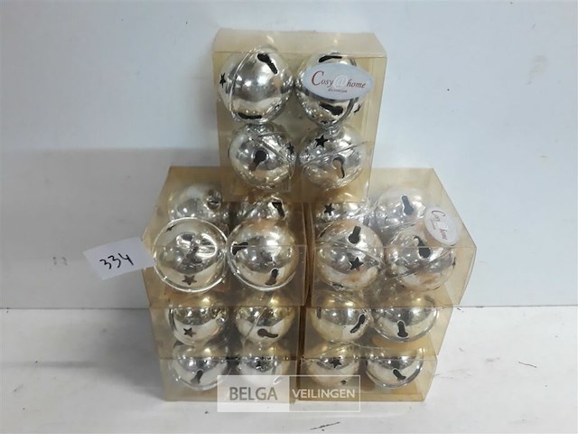 7 x kerstballen zilver met belletje 4 cm - afbeelding 2 van  3