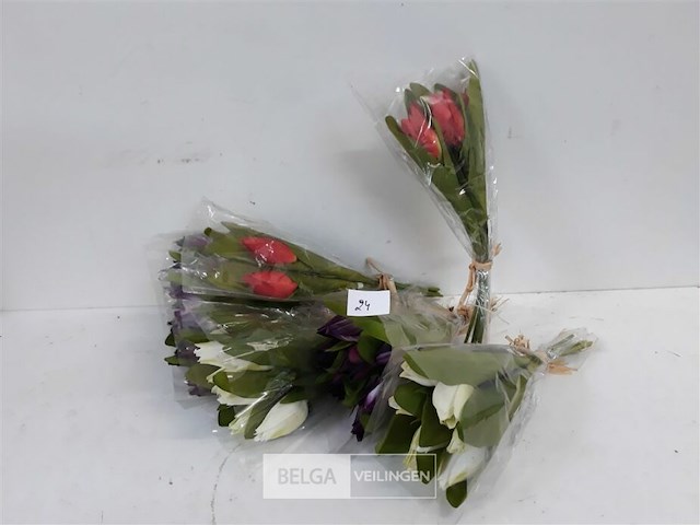 7 x kunstbloem tulpen boeket mix kleuren - afbeelding 1 van  3