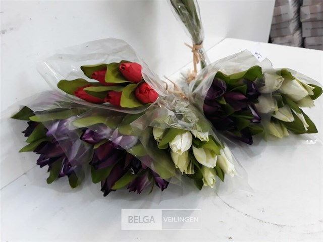 7 x kunstbloem tulpen boeket mix kleuren - afbeelding 3 van  3
