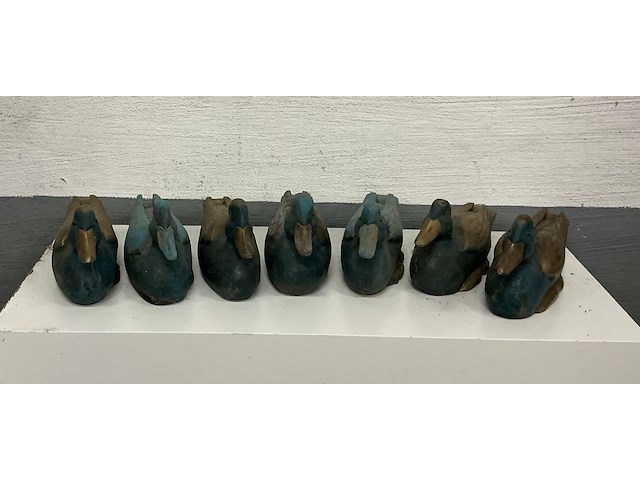 7 x lokeenden in hout, kleur goud/blauw - 1 lot - afbeelding 1 van  2