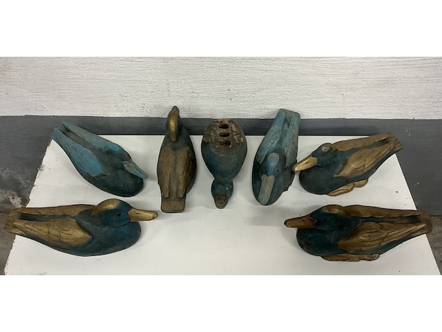 7 x lokeenden in hout, kleur goud/blauw - 1 lot - afbeelding 2 van  2