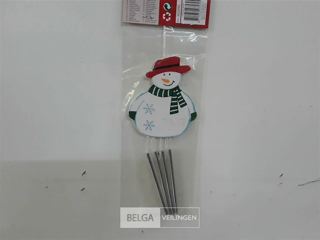 7 x sneeuwman windgong 19 cm - afbeelding 3 van  3