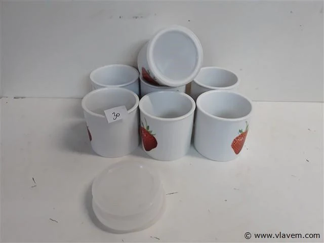 7 x voorraadpot rond porselein dia 10 cm h 10 cm - afbeelding 1 van  2