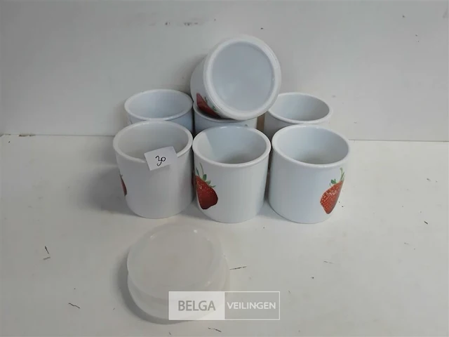 7 x voorraadpot rond porselein dia 10 cm h 10 cm - afbeelding 1 van  3