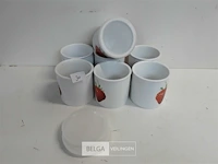 7 x voorraadpot rond porselein dia 10 cm h 10 cm - afbeelding 1 van  3