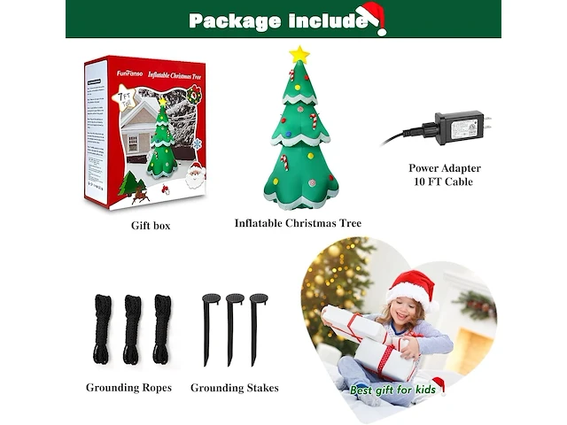 7ft opblaasbare kerstboom met led (210 cm) - afbeelding 4 van  5
