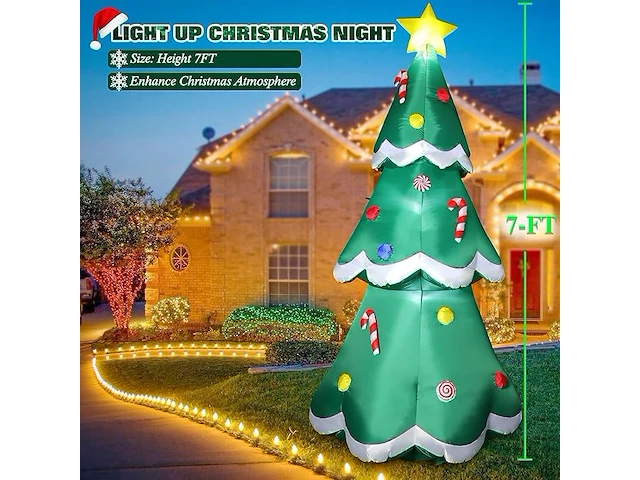 7ft opblaasbare kerstboom met led (210 cm) - afbeelding 5 van  5