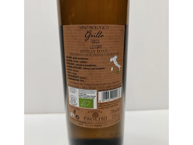7x 75cl paolini grillo vino biologico witte wijn - afbeelding 2 van  2