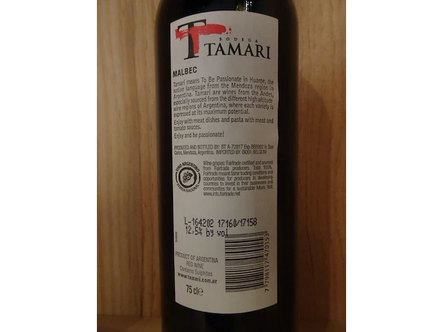 7x 75cl tamari rode wijn - afbeelding 4 van  5