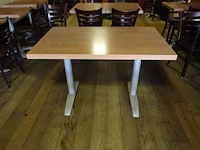 7x houten tafel vv metalen voet - afbeelding 3 van  3