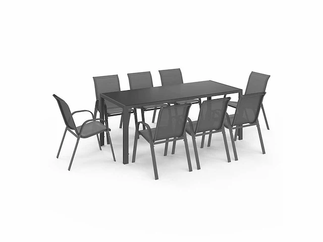 8-persoons tuinmeubelen in antraciet, grijs textileen en gehard glas - afbeelding 4 van  10