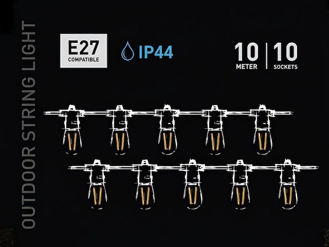 8 x 10 meter e27 waterdicht prikkabel koppelbaar - afbeelding 5 van  7