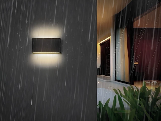 8 x 12w led design wandlamp duo licht zand zwart warm wit waterdicht - afbeelding 1 van  7