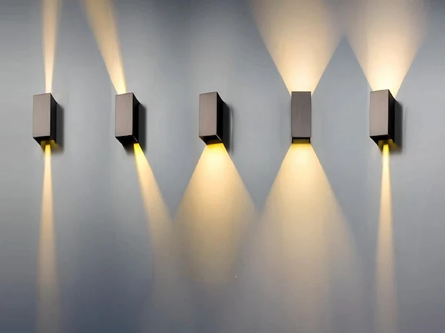 8 x 12w led zwart wandlamp duo licht verstelbaar waterdicht - afbeelding 1 van  5