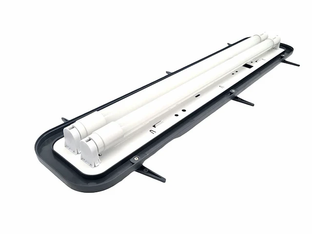 8 x 60cm pro dubbele led tl t8 armaturen waterdicht donkergrijs met reflector - afbeelding 3 van  7