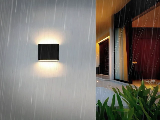 8 x 6w led design wandlamp duo licht zand zwart warm wit waterdicht - afbeelding 1 van  7