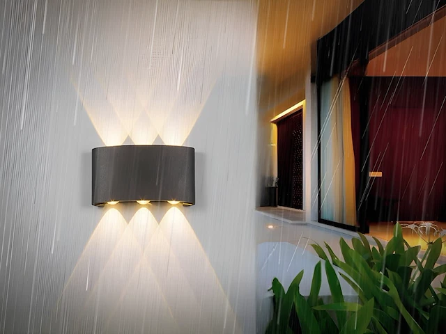 8 x 6w led wandlamp zes licht zwart warm wit waterdicht - afbeelding 3 van  7