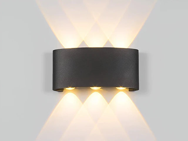 8 x 6w led wandlamp zes licht zwart warm wit waterdicht - afbeelding 2 van  7