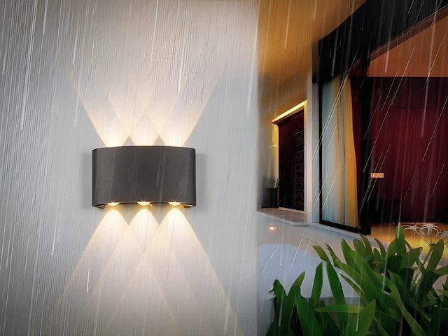8 x 6w led wandlamp zes licht zwart warm wit waterdicht - afbeelding 3 van  7