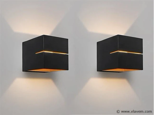 8 x cube split wand opbouw spot zwart/goud - afbeelding 1 van  8