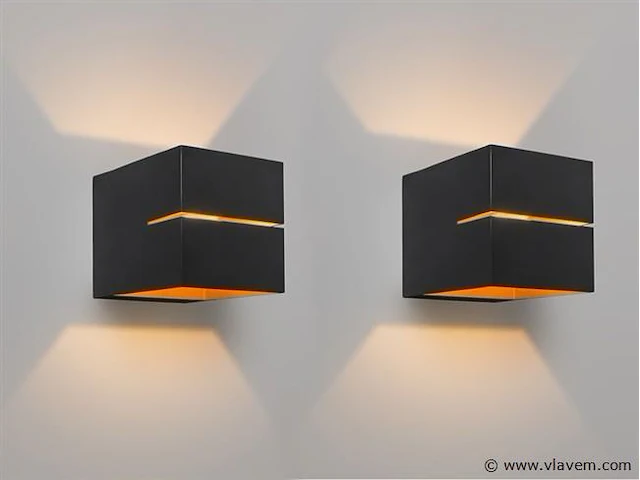 8 x cube split wand opbouw spot zwart/goud - afbeelding 8 van  8