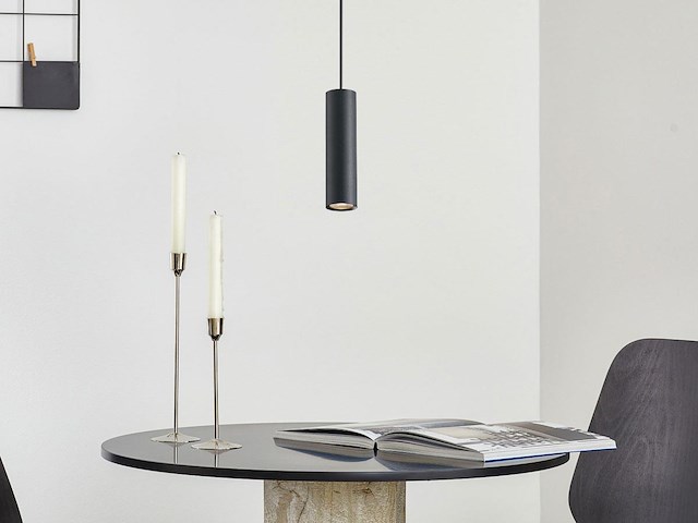 8 x gu10 decoratief hanglamp cilinder 24cm zand zwart - afbeelding 4 van  5