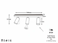 8 x gu10 opbouwarmatuur – 3 draaibare spots – zwart – aluminium – 350°/70° draaibaar – ip20 - afbeelding 2 van  5
