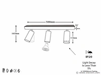 8 x gu10 opbouwarmatuur – 3 draaibare spots – zwart – aluminium – draaibaar 350°/70° – ip20 - afbeelding 4 van  5